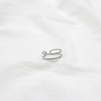 Dvigubo sluoksnio 925 sterlingas sidabro žiedai moterims bijoux,derliaus twist atviro pynimo žiedas anillos de plata 925 anel feminino papuošalai