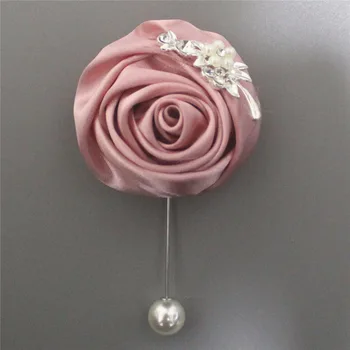 Nake Pink Diamond Rose Pearl Pin Corsages Jaunikis Santuoka Vestuvių Pin Sagė Rose Corsages Gamyklos boutinnere Sagė Pin XH0675