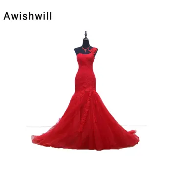 Vienos Pečių Appliques Undinė Ilgą Vakarinę Suknelę 2018 Pigūs Raudona Prom Dresses Chalatas De Soiree Įžymybė Šalis Suknelė Raudona Kiliminė Danga