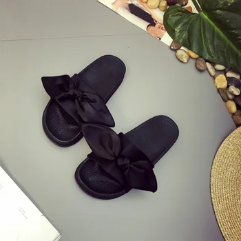 Didelis size36-45 Moterys Mados sandalai, šlepetės Išvengti dėvėti, atsparus paplūdimio Mėgėjams, batai animacinių filmų drugelis mazgas baltas juodas