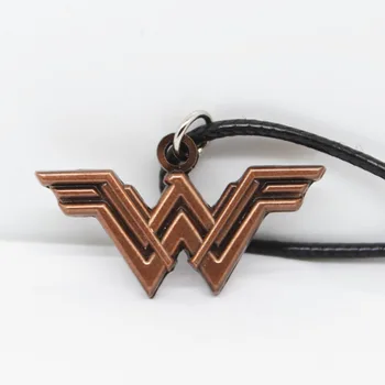 Teisingumo Lyga Superhero Įdomu Moteris Karoliai su Oda, Lynai, Grandinės Įdomu Moteris W Logotipas Karoliai & Pakabučiai