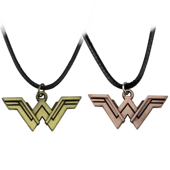 Teisingumo Lyga Superhero Įdomu Moteris Karoliai su Oda, Lynai, Grandinės Įdomu Moteris W Logotipas Karoliai & Pakabučiai