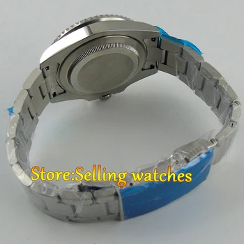 40mm Parnis black dial Safyro stiklo Keramikos bezel GMT automatinė mens watch