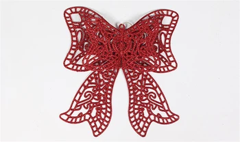 Kalėdų eglutės papuošalus Lipni lankas-mazgas kalėdų ornamentu Blizgučiai milteliai Modeliavimas tuščiaviduriai Kalėdos drugelis pakabukas dydis 22X23cm