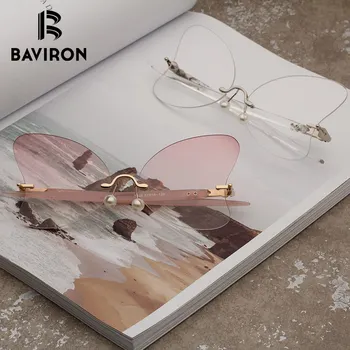 BAVIRON 2018 Akiniai nuo saulės Moterims Prekės ženklo Dizainas Taškus Drugelis Perlų Apdaila Vintage Akiniai nuo saulės Ponios Taurės Moterų Oculos