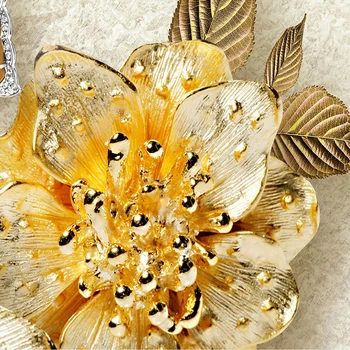 3D Tapetai Europos Stiliaus Golden Diamond Gėlių Papuošalai Fone Sienų Tapybos Freskas Viešbučio Kambarį TV, Sofa Namų Dekoro 3 D