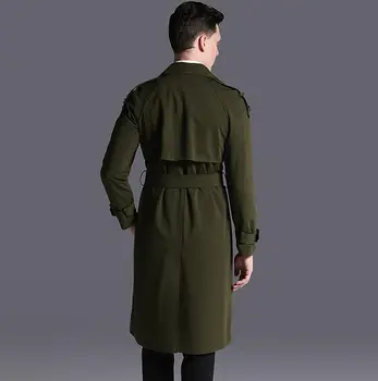 Ultra ilgos tranšėjos paltai mens 2018 m. pavasarį ir rudenį ilgai dizaino mens paltas dvigubo breasted paltai armijos žalioji plius dydis 6XL