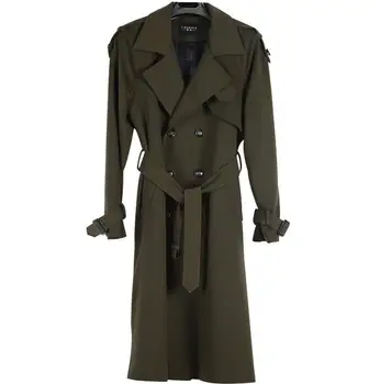 Ultra ilgos tranšėjos paltai mens 2018 m. pavasarį ir rudenį ilgai dizaino mens paltas dvigubo breasted paltai armijos žalioji plius dydis 6XL