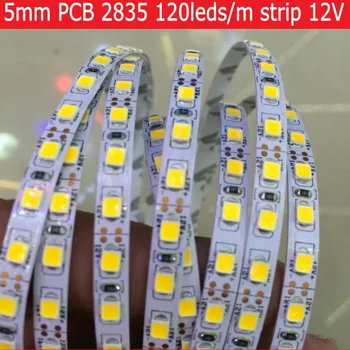 5mm PCB LED juostelės 2835 SMD 120leds/m lanksti juosta lyno šviesos Šiltai balta mėlyna žalia raudona 5M/daug DC12V