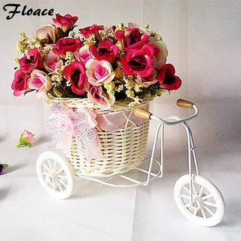 Floace gėlės + vaza nustatyti, dirbtinės gėlės rožės apdaila gėlių baldus