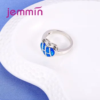 Jemmin 925 Sterlingas Sidabro Moterų Vestuvių Žiedai Bague Širdies Formos Mėlynos Ugnies Opalas Žiedas Femme, Mados Juvelyrika Dovana