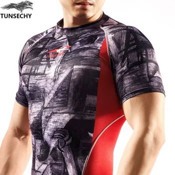 2017 visiškai naujas originalus TUNSECHY fitneso suspaudimo marškinėliai T-shirt prisijungia prie savo 3 d didmeninė vyrų sveikata, T-marškinėliai, laisvas transportas