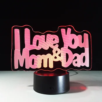 Geriausia Dovana Tėvams, Myliu Mamą, Myliu Tėtį Didmeninė Asmenybės Kūrybinės Dovanos LED Šviesos 3D Dekoratyvinės Lempos
