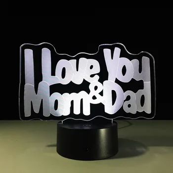 Geriausia Dovana Tėvams, Myliu Mamą, Myliu Tėtį Didmeninė Asmenybės Kūrybinės Dovanos LED Šviesos 3D Dekoratyvinės Lempos
