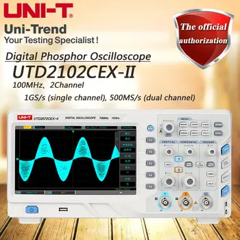 VIENETO UTD2102CEX-II 100MHz Skaitmeninis Fosforo Oscilloscope 1GS / s Ėmimo / 2 Kanalai