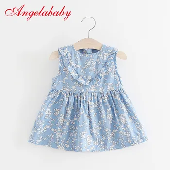 Suknelės Mergaitėms Vasaros Gėlių Spausdinti Medvilnės Baby Suknelė 2018 Mielas Gėlių Spausdinti Princesė Suknelės Baby Girl Apranga 0-2 Vaikas