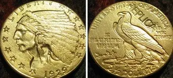 $2.5 AUKSO Indijos Pusę Erelis 1929 kopijuoti monetų NEMOKAMAS PRISTATYMAS