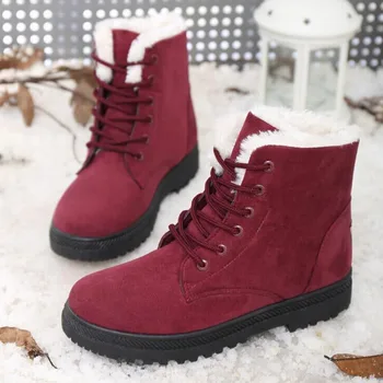 Moterų batai 2017 nauja mada kulnai sniego batai Plius aksomo šiltas žiemą moterims, batai moterims, batai