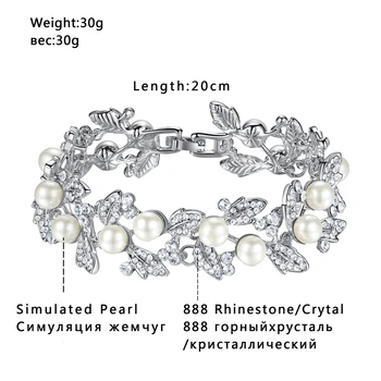 Mecresh Elegantiškas Dramblio kaulo Imituojamas Crystal Pearl Apyrankės Moterys Sidabro Spalvos, kalnų krištolas Bangle Apyrankės Vestuvių Papuošalai Šalies SL089