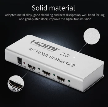 Unnlink HDMI Splitter 1 2 out HDMI Switch HDMI Switcher 1x2 HDMI 1 2 Įvesties Išvesties Splitter XBOX 360 PS3, PS4