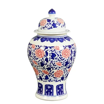 Antikvarinis Mėlynos ir Baltos spalvos Porceliano Lotus Bendrojo Bakas Imbieras Stiklainius Namų Dekoravimo Jingdezhen Keramikos Vaza Apdaila
