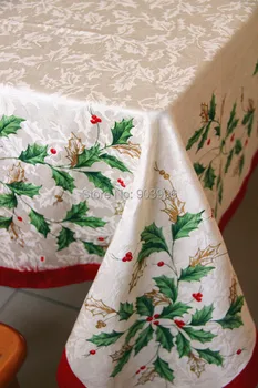 Nemokamas pristatymas Eksportuojami į Europą, ir žali lapai, raudoni krašto stiliaus Kalėdų gėlės žakardo audinio staltiesė Buu