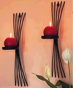 2vnt/pak Europos stiliaus metaliniai žvakių laikikliai prie sienos žvakė stovi Ketaus namų puošybai meno dekoro akcentas