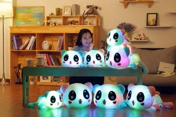 Kawaii 35cm Panda Mirksi Pagalvės Žaislai spalvotu Led Pagalvę Žėrintis Panda Pliušinis Lėlės Šviečiantys Žaislai, Gimtadienio Dovana Mergaitėms, Vaikams