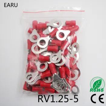 RV1.25-5 Raudona Izoliacija Fiksavimo Žiedas Terminalo Kabelį, Laidą Jungtis 100VNT/Pak RV1-5 RV