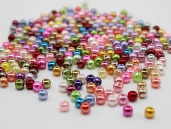 4000 Mišrios Spalvos 3mm Plastiko Dirbtiniais Pearl Apvalūs Karoliukai, Perlų Imitacija Sėklos Karoliukai