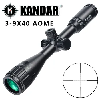 KANDAR 3-9x40 AOE Mil-dot Tinklelis RifleScope Fiksavimo Nuotraukų Visu Dydžiu Medžioklės Šautuvas taikymo Sritis Taktinis Optinės Akyse
