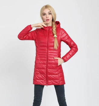 Moteriški ypač lengvas žemyn striukė vidutinio ilgio stiliaus 2018 nauja, moterų parko paltai gobtuvu su gaubtu moterų hoodies ledi mada