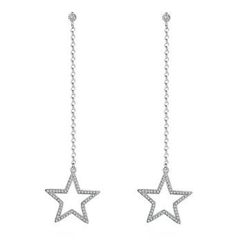 Aukštos kokybės mados penkerių-pažymėjo žvaigždutė blizga cz cirkonis moterų 925 sterlingas sidabro ponios'long stud auskarai papuošalai dovana