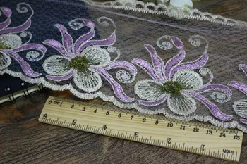 5yards/daug Plotis 11,5 cm baltas fonas šviesiai violetinės spalvos gėlių Nėrinių Apdaila, 