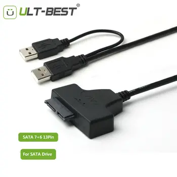 ULT-Geriausias Cabo USB 2.0 Slim SATA Slimline USB Serial ATA 7+6 13pin Jungties Adapterio Kabelis, CD DVD Rom Optinis įrenginys