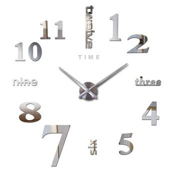 Laikas, anglų Raidės arabų Skaitmeninis Sieninis Laikrodis Šiuolaikinės 3D Frameless Didelis Sieninis Laikrodis Laikrodžiai 
