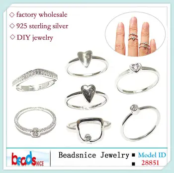 Beadsnice ID28851 krauti žiedus, sidabro derinys midi žiedai rinkiniai 925 sidabro žiedai unikalaus dizaino karka žiedai 3pcs/daug