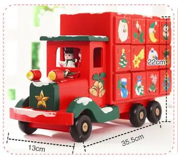 KALĖDOS Sunkvežimis su Stalčių KALĖDOS Apdailos Kūrybos Medinių Kalėdų Sunkvežimių, Saldainiai Saugojimo X'mas Kalendorius Skaičiuoti Sunkvežimių 3KG