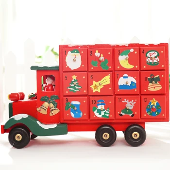 KALĖDOS Sunkvežimis su Stalčių KALĖDOS Apdailos Kūrybos Medinių Kalėdų Sunkvežimių, Saldainiai Saugojimo X'mas Kalendorius Skaičiuoti Sunkvežimių 3KG