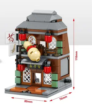 SEMBO Blokai Mini Gatvės Parduotuvėje Kinų Stiliaus Chinatown Statybinės Plytos Mielas Mikro Parduotuvė Modelį, Ugdymo, Vaikams, žaislai, Vaikų Dovanų