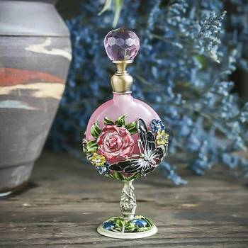 H&D Vestuvių Dekoravimas Kvepalų Buteliuko Antiqued Retro Stiliaus Tuščiaviduriai Gėlių Inkrustacijos Su Drugelio Stiklo Tuščias Kvepalai Konteinerių 7ML