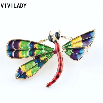 VIVILADY Naujų Karšto Dizaino, Amatų Dragonfly Breastpin Esmaltes Apykaklės Sagės Smeigtukai Femme Vaikų Kostiumas Bijoux Aksesuaras Dovanų