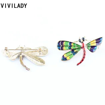 VIVILADY Naujų Karšto Dizaino, Amatų Dragonfly Breastpin Esmaltes Apykaklės Sagės Smeigtukai Femme Vaikų Kostiumas Bijoux Aksesuaras Dovanų