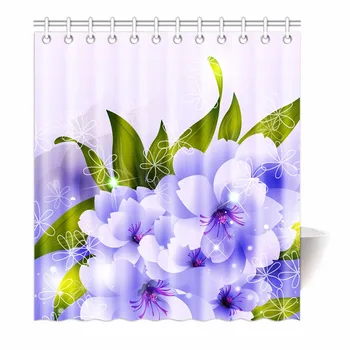 Aukštos Kokybės Meno Dušo Užuolaidos Violetinės Gėlės Lapų Modelio Dizainas, Vonios Kambarys Dekoratyvinis Šiuolaikinės Vandeniui Dušo Užuolaidos