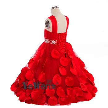 YeWen Princesė Kamuolys Suknelė raudonos spalvos, Gėlių Mergaičių Suknelės Vestuvėms ir Šalies 2018 tiulio Užsakymą Pirmos Komunijos Suknelė Suknelė Vaikams