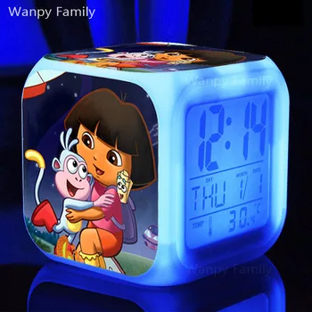 Labai Mielas Dora žadintuvai,Žėrintis LED Spalva Pakeisti Skaitmeninio signalo laikrodžiai, vaikų kambario Daugiafunkcį žadintuvas