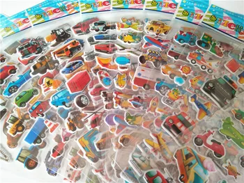 Happyxuan 12 lapų Cartoon Automobilių Reljefiniai 3D Lipdukai Transporto Priemonė, Sunkvežimių Plokštumos Vaikų Ankstyvasis ugdymas Mokykloje Mokytojų Atlygį Žaislas
