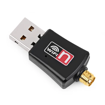 Belaidžio WiFi Adapteris 300Mbps 2dbi USB Wifi Antena, Mini LAN Tinklo Kortelė 802.11 b/g/n 2.4 G Adaptador Wifi Imtuvas
