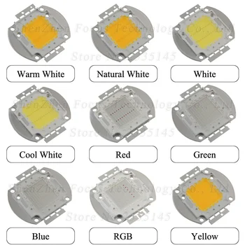 1Pcs High Power LED Chip COB Diodų 20W Šviesos Granulių Natūralus Kietas Šiltai Balta Geltona RGB Raudona Žalia Mėlyna UVA Visą Spektrą Augti Šviesos