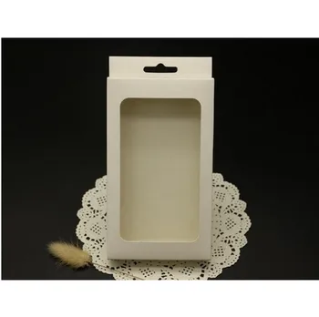15.6*9*2cm Tuščią baltą popieriaus dėžės su permatoma PVC langą,aišku lango kortelės pakuotę dovanų dėžutėje